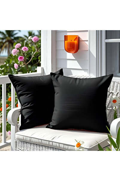 Bc Home 2'li Siyah Dekoratif Kırlent Kılıfı Düz, Sade, Yumuşak Dokulu, Kadife...