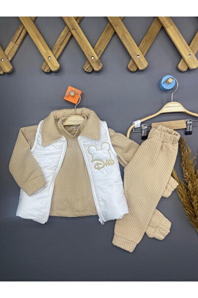 ZİMBOO طقم مكون من 3 قطع مع سترة صغيرة قابلة للنفخ بتفاصيل شبكية للأطفال الأولاد