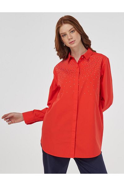 Kayra Hotfix Printed Cotton Tunic Poppy
