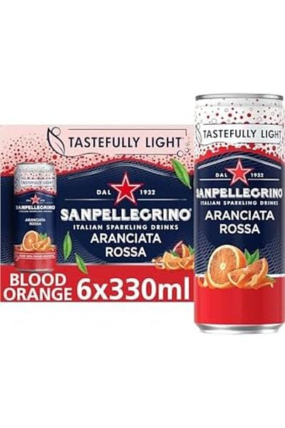 San Pellegrino Italian Sparkling Drinks Tastefully Light Sparkling Blood Orange Canned Soft Drink 6