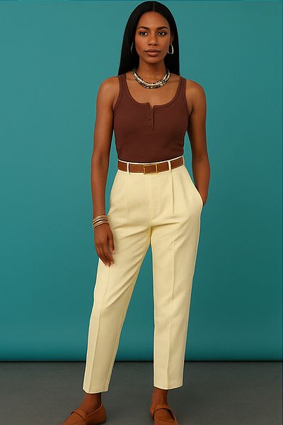 Ravencia Women's Premium Ribbed Button Front Brown Undershirt