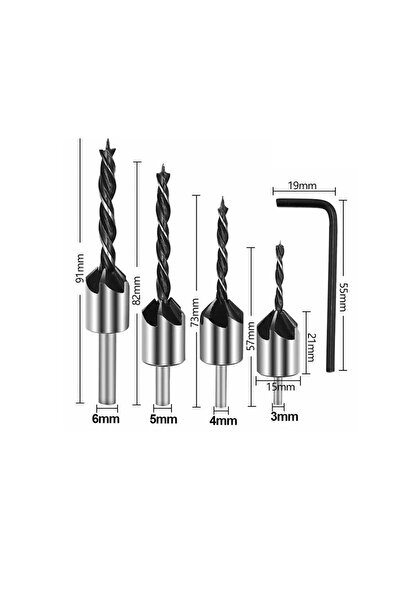 BGA Marangoz havşa matkap ucu seti 4 adet + alyan