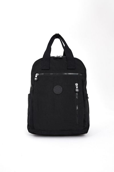 Sanmorris Unisex Αδιάβροχο Crinkle Ύφασμα πολλαπλών τμημάτων Μαύρο Laptop Σχολείο και σακίδιο πλάτης