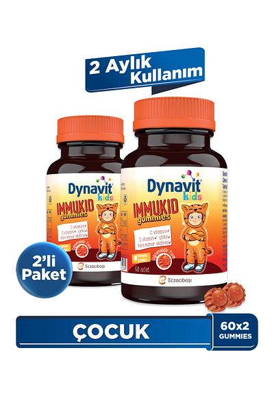 Dynavit Immucid Gummies 60 - Chewable Gummy - Advantageous Package - Vitamin C&D and Black Elderberry Extract