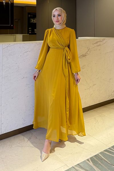 Tesettür Diyarı Sultan Model Side Tie Evening Dress