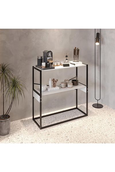 AGD Coffee Corner Table, Console Entry Table, Organize Your Needs 90x30x90 cm - White/Black