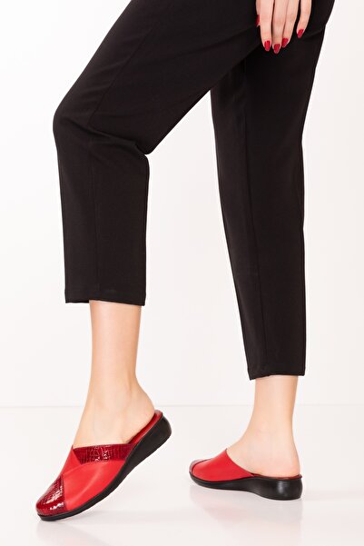 Gondol Genuine Leather House Slippers Özl.450 Red Combination