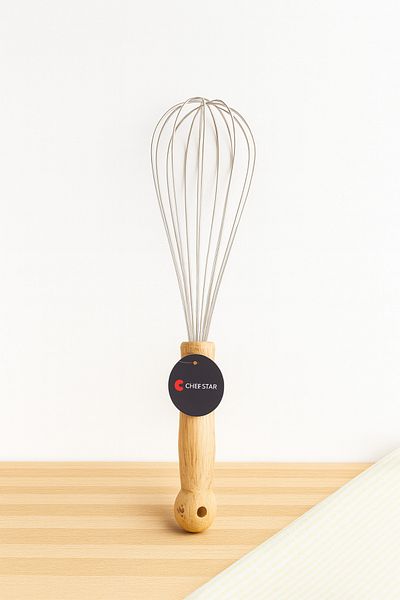 Chefstar Large Size Metal Beater with Wooden Handle
