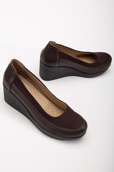 KOCAMANLAR Ayakdaş 353 Women's Wedge Heel Classic Shoes Brown