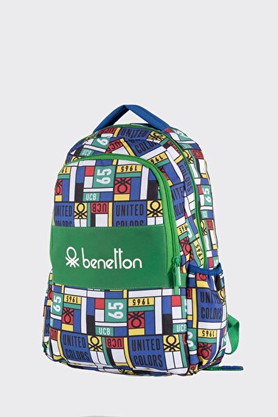 United Colors of Benetton Geantă de școală cu carouri verde / 76117