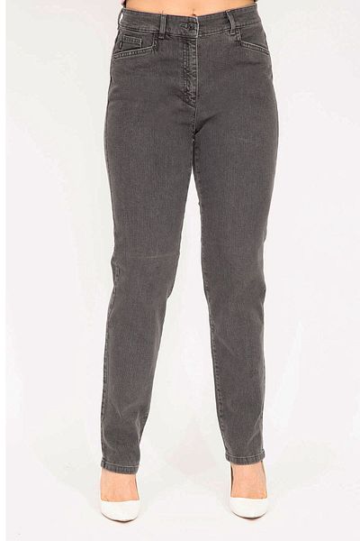 Şans Women's Large Size Anthracite 5 Pocket Lycra Jeans 65n35291