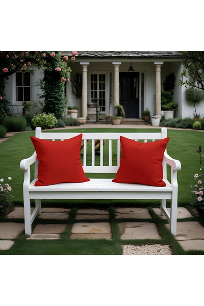 Bc Home غطاء وسادة مزخرف باللون الأحمر مكون من قطعتين، عادي، ذو ملمس مخملي نا...