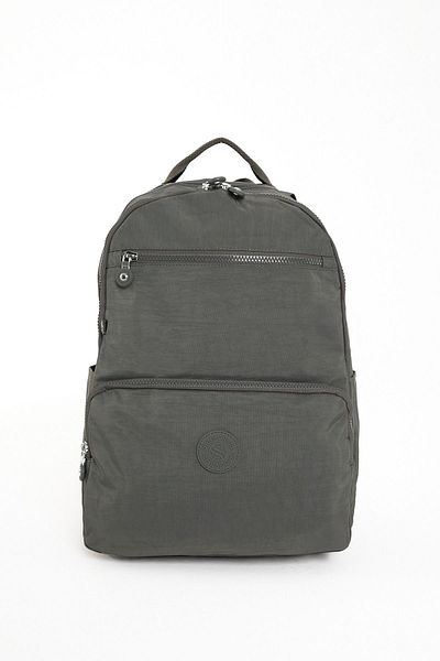 Sanmorris Unisex Αδιάβροχο ύφασμα μεσαίου μεγέθους Crinkle ύφασμα πολλαπλών τμημάτων σκούρο γκρι σχολικό και ταξιδιωτικό σακίδιο πλάτης φορητού υπολογιστή