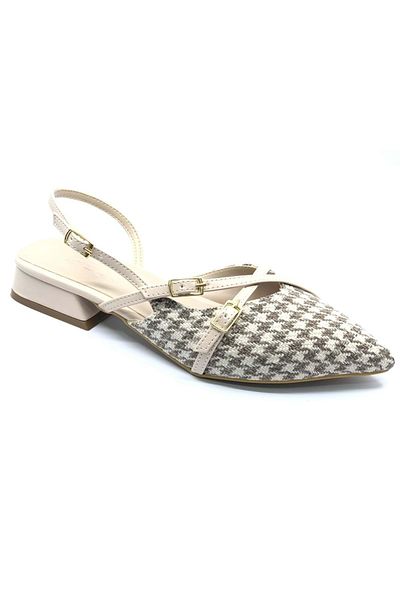 KOCAMANLAR Feles Buckle Detailed Short Heeled Open Back Women's Ballerina Shoes Ten