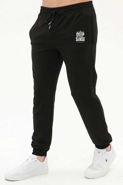 Relax family xf Μαύρο ανδρικό Jogger - Παντελόνι Skinny Leg με βαμβακερό στάμπα με τσέπες