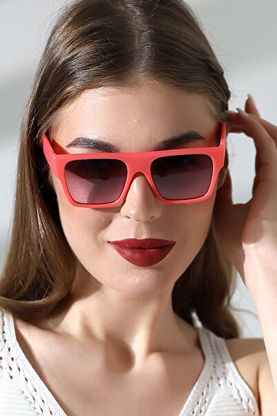 Lozzo Women's Square Pink Colored Glass Matte Sunglasses Waiter Size 23048 C35 m