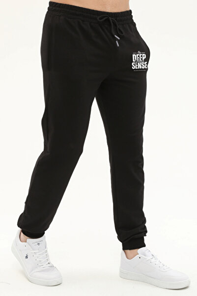 Relax family xf Μαύρο ανδρικό Jogger - Παντελόνι Skinny Leg με βαμβακερό στάμπα με τσέπες