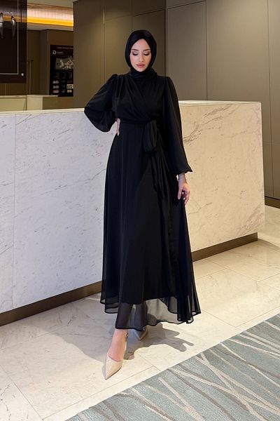 Tesettür Diyarı Sultan Model Side Tie Evening Dress