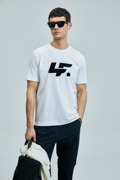 Lufian 111020243 Tricou Onix Modern Graphic Bărbați T-Shirt ALB