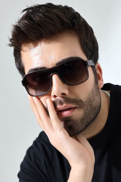 Lozzo Men's Brown Solid Polarized Glass Sunglasses 23039 C3 P