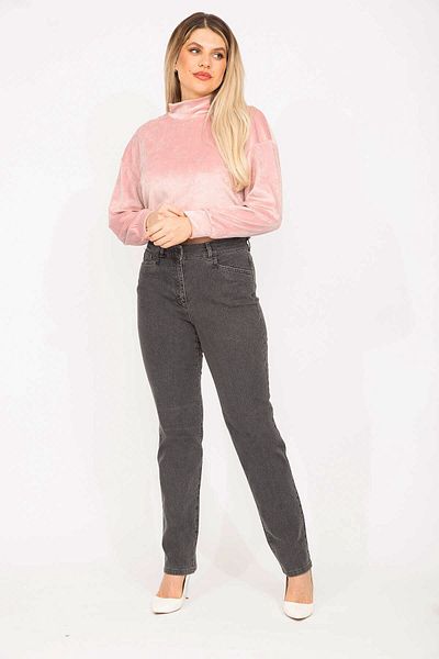 Şans Women's Large Size Anthracite 5 Pocket Lycra Jeans 65n35291