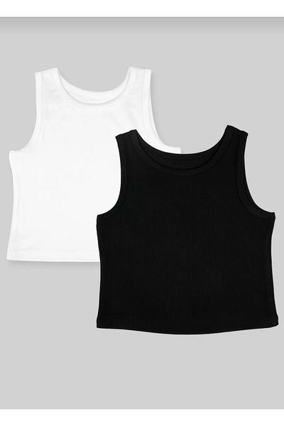 elmas kids Girl's 100% Cotton Camisole Black-White Camisole Crop