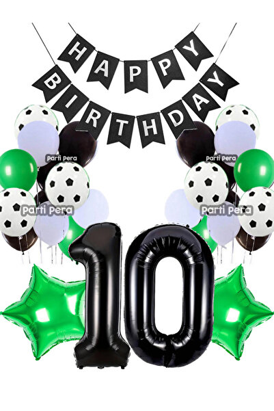 parti pera 10 Yaş Siyah Beyaz Pastel Balon Yıldız Folyo Balon Siyah Rakam Fol...