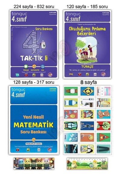 Tonguç Yayınları 4. Sınıf Taktikli Yeni Nesil Çıkartmalarla Matematik Soru Ba...