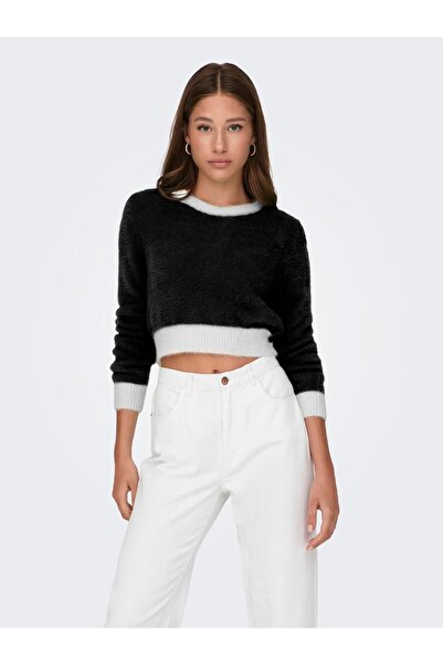ONLY Onlpiumo Women's Crop Sweater - L/s Contrast Pull Cc Knt