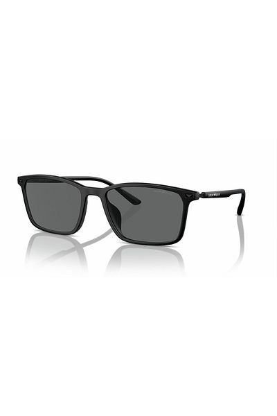 Emporio Armani نظارة شمسية مستطيلة للرجال - Ea 4223u - مقاس العدسة: 56 مم - أسود غير لامع