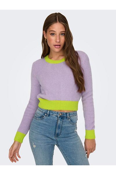 ONLY Onlpiumo Women's Crop Sweater - L/s Contrast Pull Cc Knt