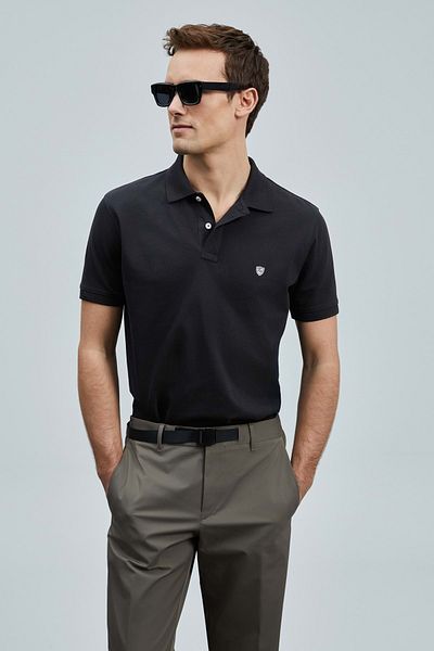 Lufian 111040206 Laon Smart Polo Neck T-shirt Ανδρικό μπλουζάκι μαύρο