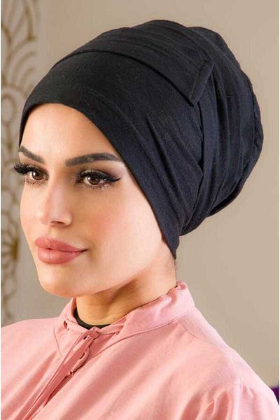 Aişe tesettür Black King Size Non-Slip Bonnet - 40500