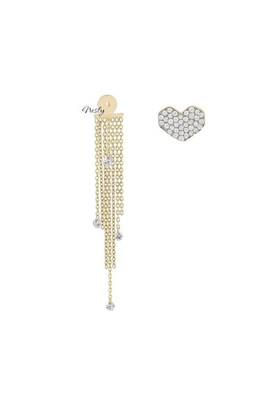 neslyaccessories Luna Heart – Jeweler Model Dangle Sparkling Earrings