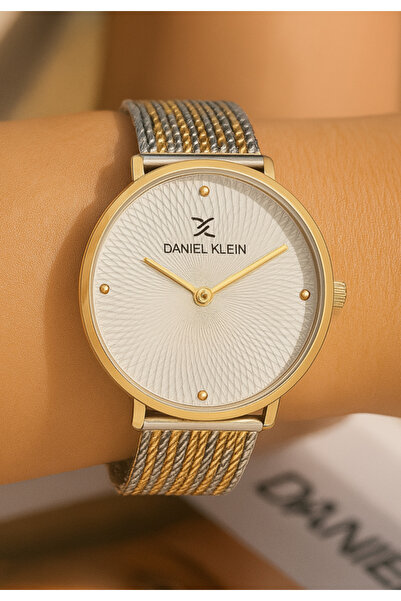 Daniel Klein Women's Stone Dial Double Color Straw Cord Wrist Watch