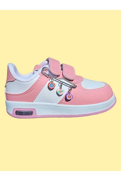 ECCAdesing Pink Lighted Children's Sports Shoes with Accessory Detail
