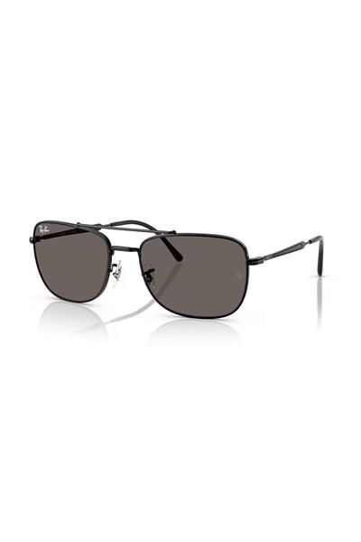 Ray-Ban نظارة شمسية مستطيلة للجنسين من راي بان - Rb 3755 - مقاس العدسة: 59 مم - أسود