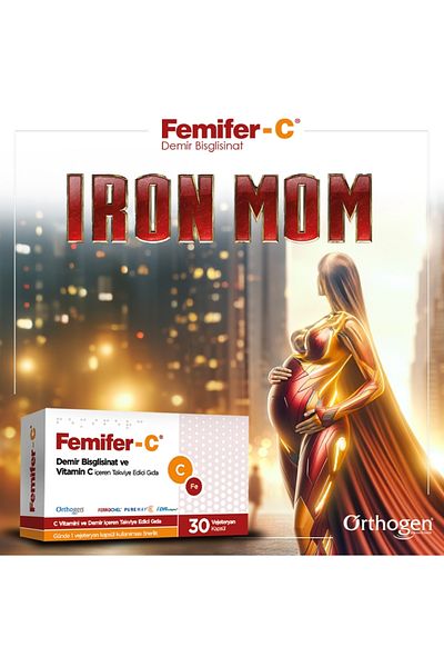 Orthogen Femifer-C 30 Vegetarian Food Supplement Capsules Containing Iron and Vitamin C