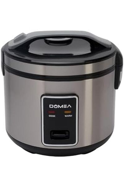 DOMEA Electric Rice Cooker, 1.8 Litre Capacity, Non-Stick Removable Pot & Steamer Basket, Keep Warm