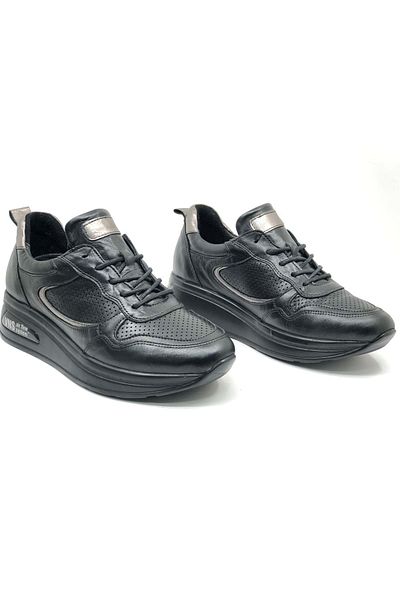 Venüs Jura Genuine Leather Orthopedic Oxford Women's Air-Flow Sole Classic Shoes Black