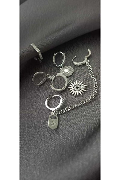 stainless steell 6'lı Halka Çelik Küpe Seti