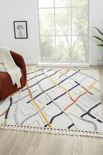 MOQA Max 1805 Multi Bukle Dokuma Halı Hav Toz Vermez Etnik Iskandinav Desenli Dekoratif Salon Halısı