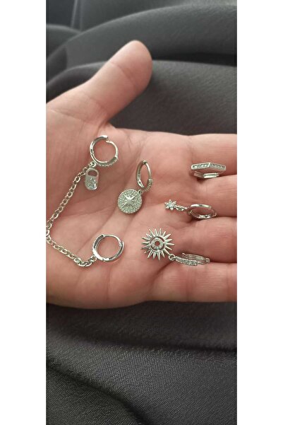 stainless steell 6'lı Halka Çelik Küpe Seti