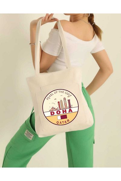 ECCAdesing Doha Qatar Text Printed Girl's Teenage Shoulder Bag