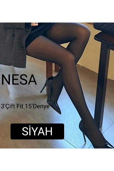 NESA 3 чифта тънки дамски чорапогащи от тюл, 15-годишна възраст, екстра гъвкави, лъскави, *500 черни