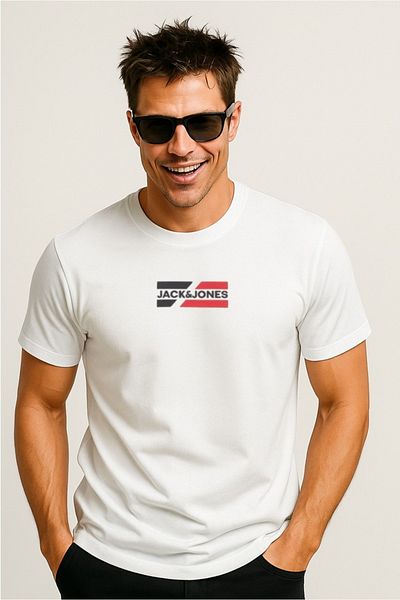 Jack & Jones Μπλουζάκι με γραφικά στάμπα JJECORP - O-Neck, SS Model, Noos 12268415   Λευκός