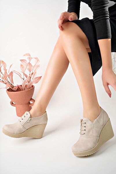 epaavm Pantofi de damă din denim crem cu fermoar cu toc pană