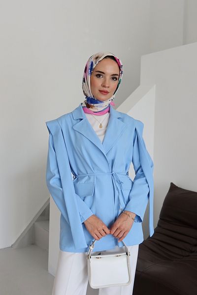HENZA Μπλε Blazer Jacket - Μέση δεμένη