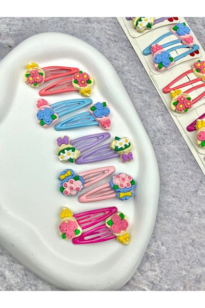 Toka Sepetim Set de catarame cu flori de buchet de flori 5 perechi