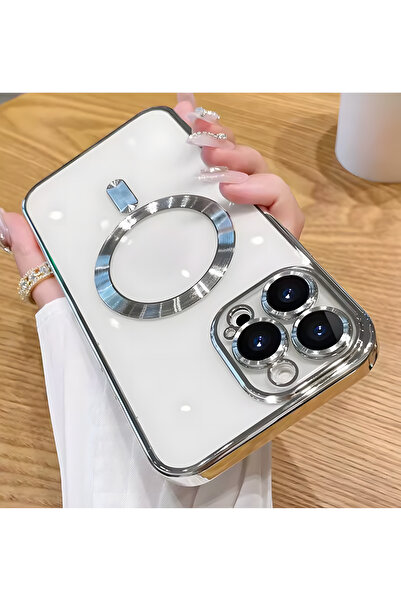Fibaks İphone 16 Pro Uyumlu Kılıf Kamera Lens Korumalı Magsafe Şarj Kilifi Şeffaf Renkli Yumuşak Kapak
